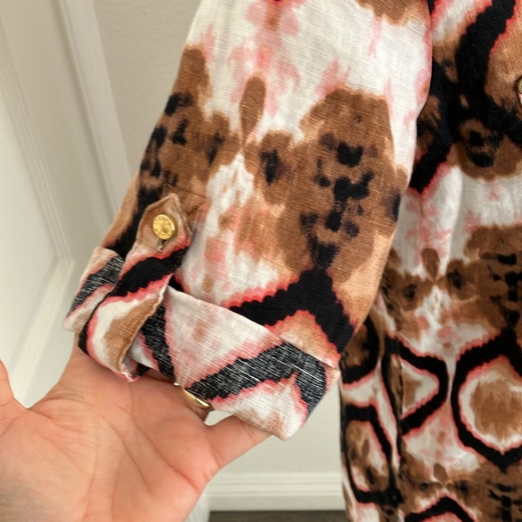 Ellen Tracy 100% linen tunic multicolor blouse Size: PS but feels like size S - Picture 4 of 10